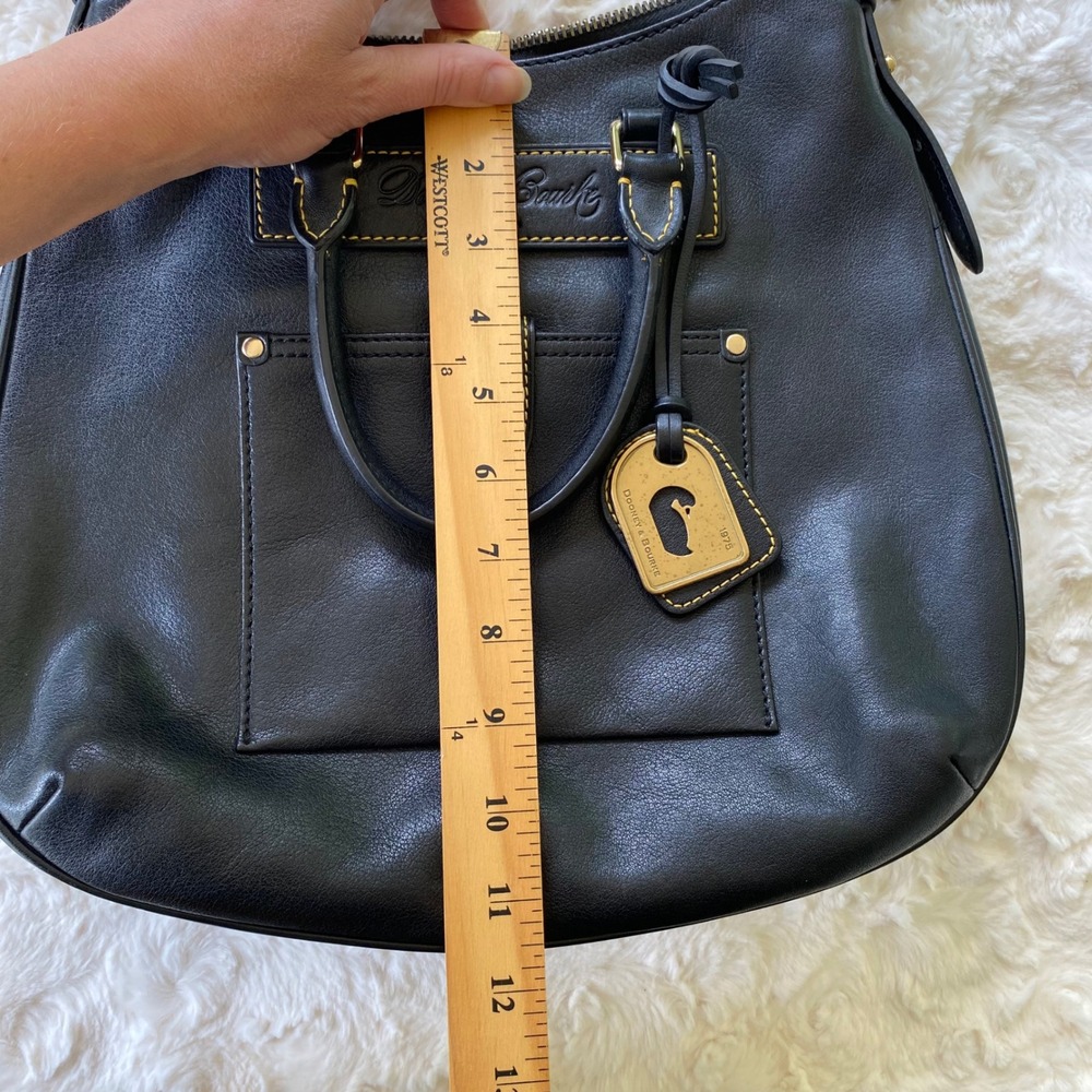 Dooney & Bourke Teardrop Satchel Black Florentine Vacchetta Leather Shoulder Bag - Picture 13 of 14